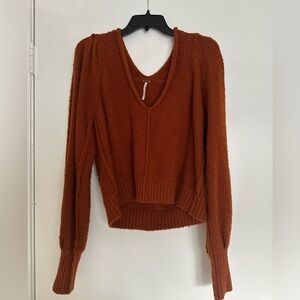 Free People Reverie Rust V-Neck Sweater